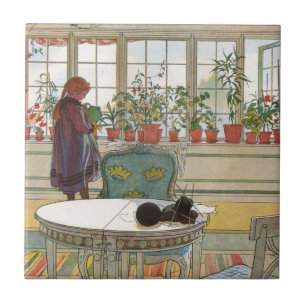 Azulejo De Cerámica Flores en el alféizar de Carl Larsson