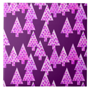 Azulejo De Cerámica Flores modernas árboles de Navidad - amethyst mora