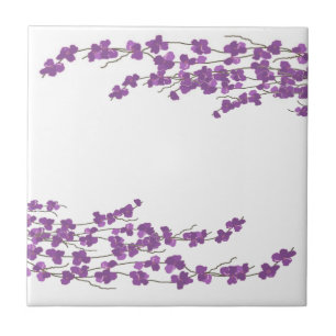 Azulejo De Cerámica Flores Purpuras
