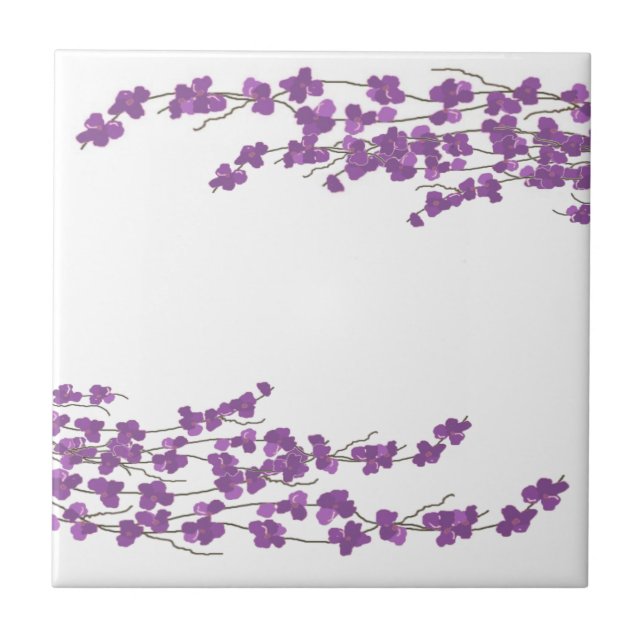 Azulejo De Cerámica Flores Purpuras (Frente)