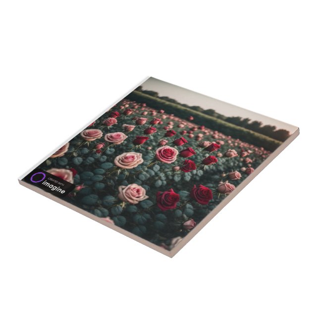Azulejo de cerámica flores rosas (Lado)