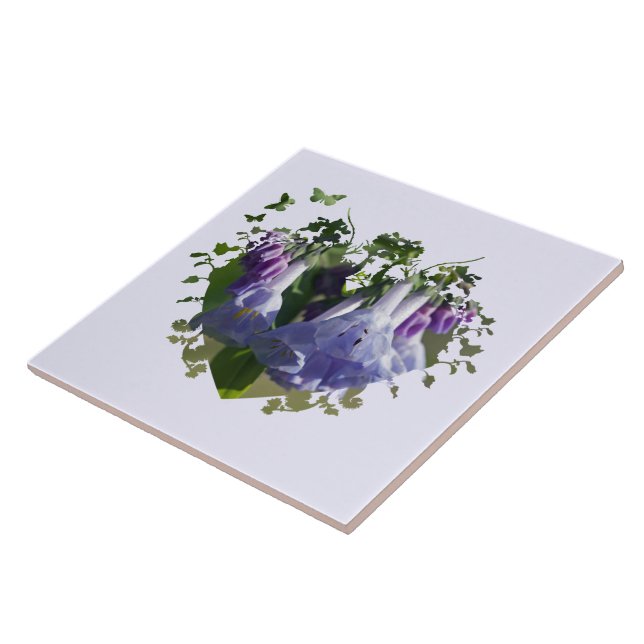 Azulejo De Cerámica Flores silvestres de Virginia Bluebells (Lado)