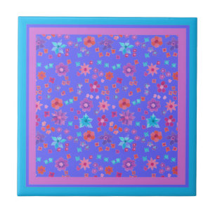 Azulejo de cerámica Flower-Power azul cielo bonito