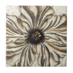 Azulejo De Cerámica Flowerhead Fresco en Tan fondo