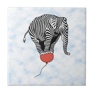 Azulejo De Cerámica FLying Elephant Zebra