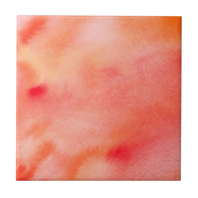 Azulejo De Cerámica Fondo abstracto de la acuarela - naranja (Frente)