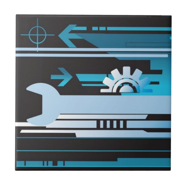 Azulejo De Cerámica Fondo de semitono técnico 3 (Frente)