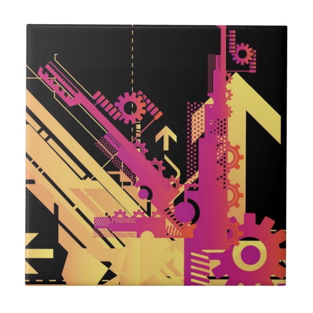 Azulejo De Cerámica Fondo de semitono técnico 7 (Frente)