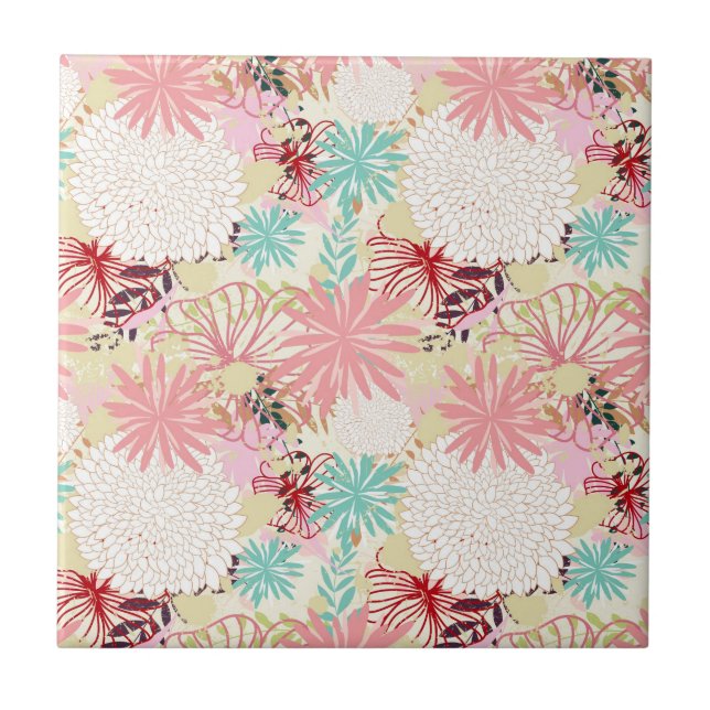 Azulejo De Cerámica Fondo floral 4 (Frente)