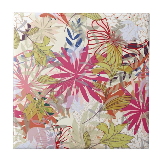Azulejo De Cerámica Fondo floral 6 (Frente)