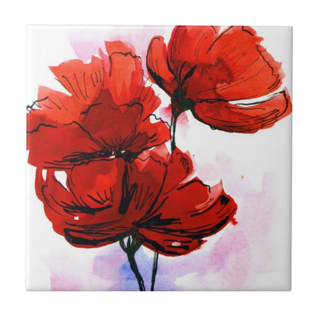 Azulejo De Cerámica Fondo floral pintado extracto 2 (Frente)