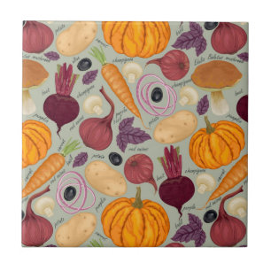 Azulejo De Cerámica Fondo retro de verduras frescas