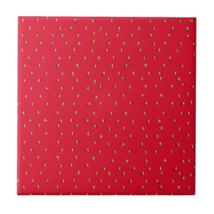 Azulejo De Cerámica Fondo rojo divertido de fresa