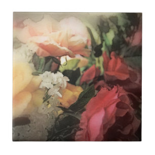 Azulejo De Cerámica fondo vibrante del vintage floral del arte con