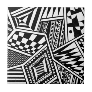 Azulejo De Cerámica formas geométricas abstractas mano de patrón blanc