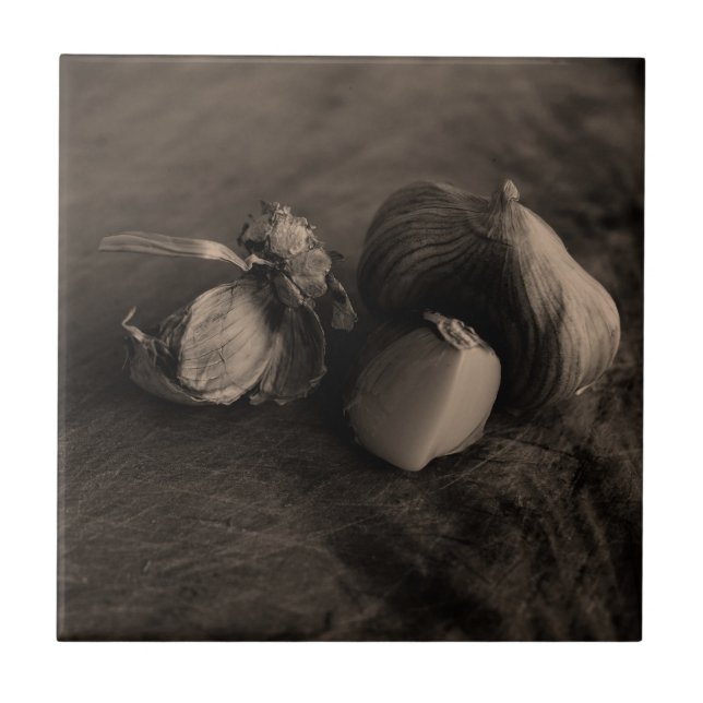 Azulejo De Cerámica Foto de Bella Artes de vida de ajo (Frente)