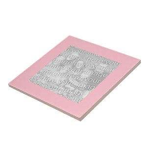 Azulejo De Cerámica Foto de borde rosa cuadrado