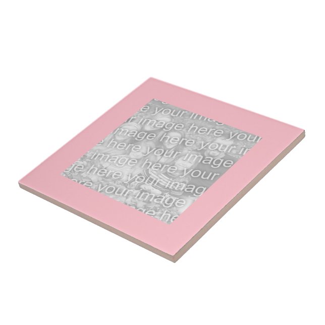Azulejo De Cerámica Foto de borde rosa cuadrado (Lado)