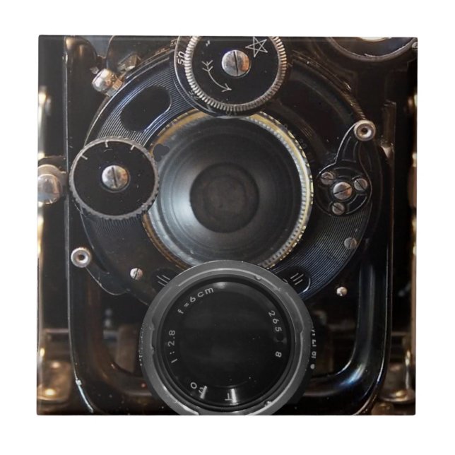 Azulejo De Cerámica Fotografía de cámara antigua Película de lente ven (Frente)