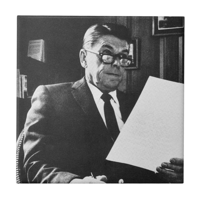 Azulejo De Cerámica Fotografía de Ronald Reagan (Frente)