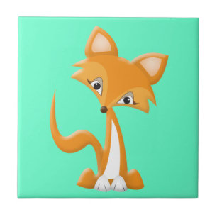 Azulejo De Cerámica Fox astuto del dibujo animado