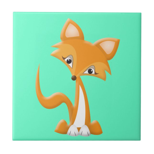 Azulejo De Cerámica Fox astuto del dibujo animado (Frente)