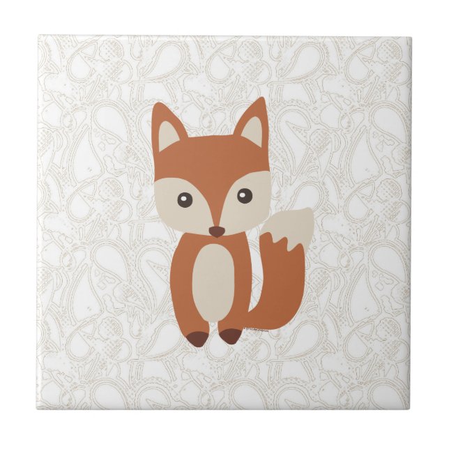 Azulejo De Cerámica Fox lindo del bebé (Frente)