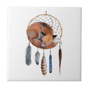 Azulejo De Cerámica Fox roja durmiendo en Dreamcatcher