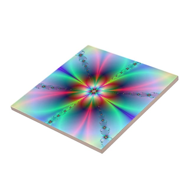 Azulejo De Cerámica Fractal de alimentación de flor (Lado)