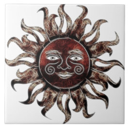 Azulejo De Cerámica Fractal de bronce de Sun