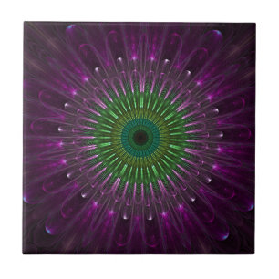 Azulejo De Cerámica Fractal de ojos morados