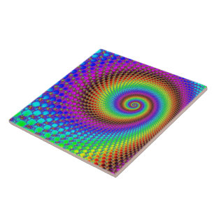 Azulejo De Cerámica Fractal espiral abstracta