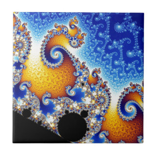 Azulejo De Cerámica Fractal espiral doble por satélite determinado de