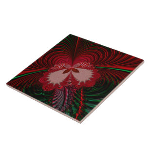 Azulejo De Cerámica Fractal mariposa navidad