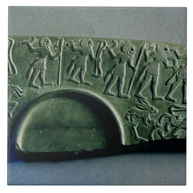 Azulejo De Cerámica Fragmento de una paleta con una escena de la caza, (Frente)