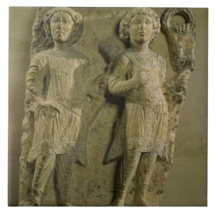 Azulejo De Cerámica Fragmento de una placa del bas-alivio que