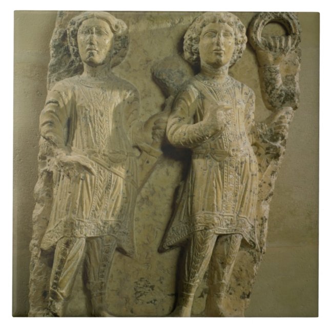 Azulejo De Cerámica Fragmento de una placa del bas-alivio que (Frente)