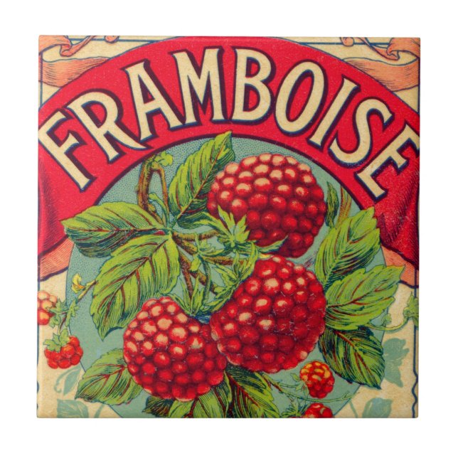 Azulejo De Cerámica Framboise francés del vintage (frambuesa) (Frente)