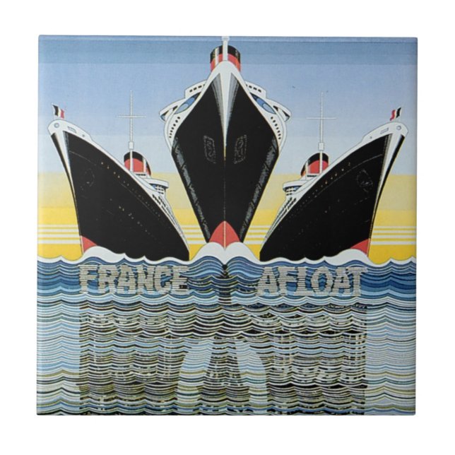 Azulejo De Cerámica France Afloat - Poster de la línea francesa (Frente)