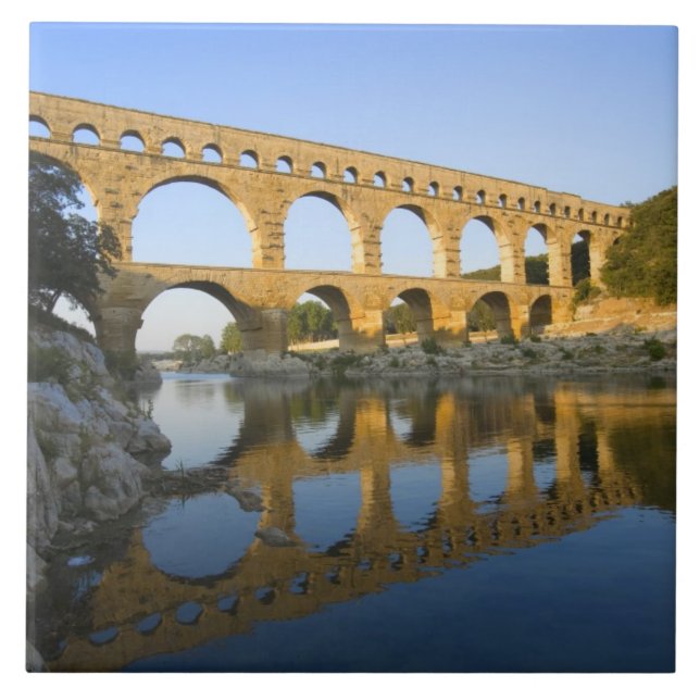 Azulejo De Cerámica Francia, Aviñón. El acueducto romano Pont du Gard (Frente)