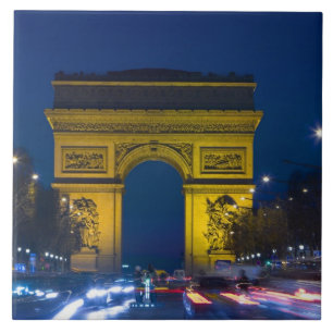 Azulejo De Cerámica Francia, París. El Arco de Triunfo y el
