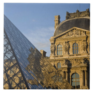 Azulejo De Cerámica Francia, París, Museo del Louvre y la Pirámide,