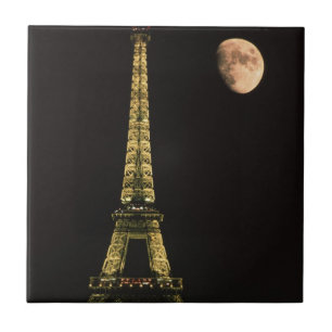 Azulejo De Cerámica Francia, París. Torre Eiffel de noche