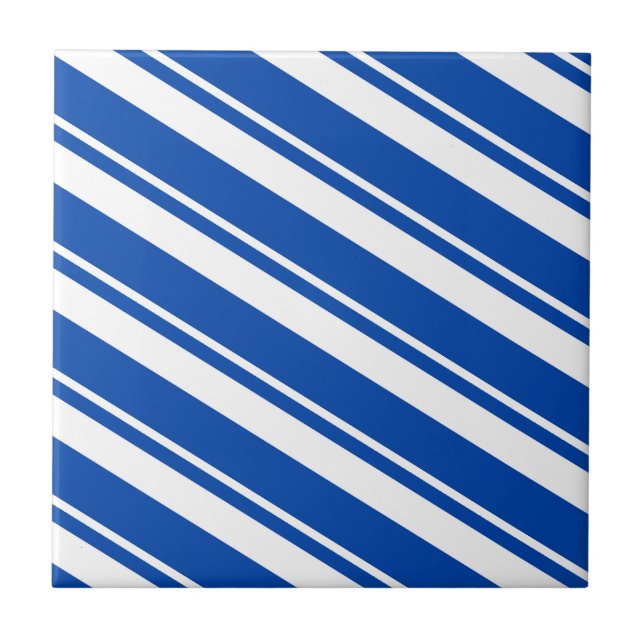 Azulejo de cerámica franja azul y blanca (Frente)