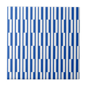 Azulejo de Cerámica Franja Azul y Blanco
