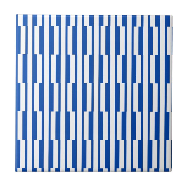Azulejo de Cerámica Franja Azul y Blanco (Frente)