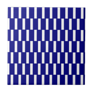 Azulejo de Cerámica Franja Azul y Blanco
