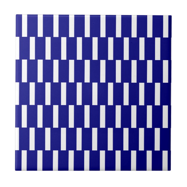 Azulejo de Cerámica Franja Azul y Blanco (Frente)