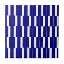 Azulejo de Cerámica Franja Azul y Blanco