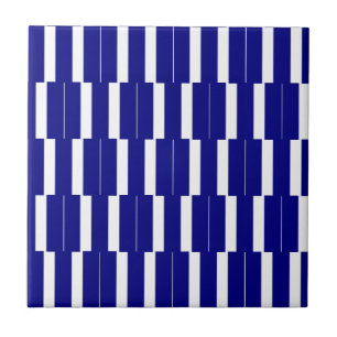 Azulejo de Cerámica Franja Azul y Blanco